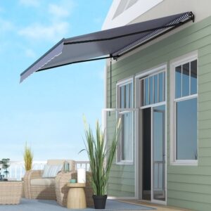 Outsunny Zonnescherm met handbediening en bevestigingsmateriaal voor diverse oppervlakken
