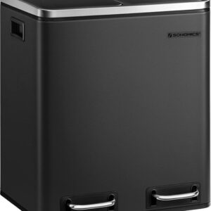 SONGMICS Keukenafvalemmer 30L, metalen pedaalemmer met binnenbakken en softclose, zwart
