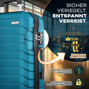 Tillvex® 4-delige reiskofferset met bagageweegschaal, kofferriemen en kofferhangers, legergroen