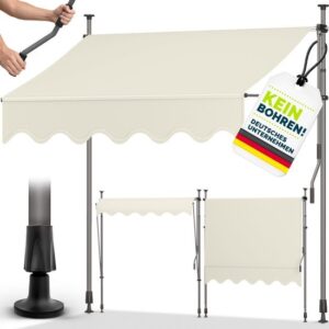 Tillvex Balkonluifel met handslinger, UV-bestendig, waterdicht, hoogte verstelbaar (Zand, 350 cm)