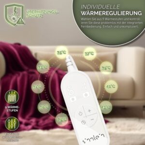 Sinnlein® pluche warmtedeken 160 x 120 cm Bordeaux | elektrische deken met timer en 9 standen