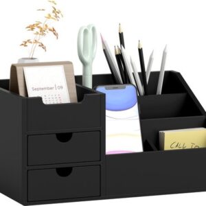 HOMCOM Bureau-organizer van bamboe - 33x20x15cm - Zwart