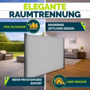 tillvex® Uitschuifbare Zijluifel 160 x 400 cm met Regenhoes voor Balkon en Tuin