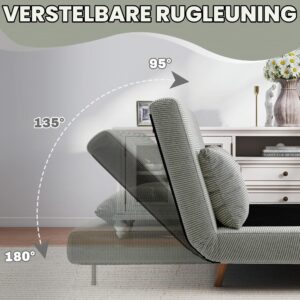 HOMCOM 3-in-1 Vouwbare Slaapbank 191 x 141 cm met Slaapfunctie, Grijs