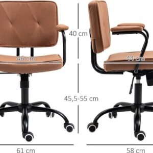 Vinsetto bureaustoel met tuimelfunctie en 360° rotatie - bruin