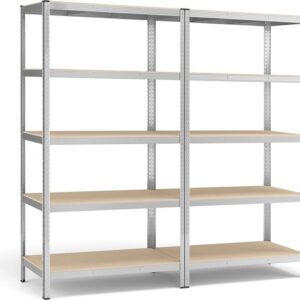 Set van 2 metalen kelderplanken 200 cm hoog in zilver