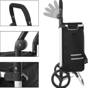 Inklapbare boodschappentrolley met koelvak, 35L, multifunctioneel, zwart