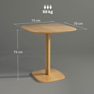 HOMCOM Moderne Vierkante Eettafel 70 x 70 cm in Natuurlijk Hout
