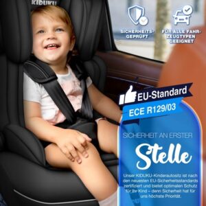 KIDUKU® Autostoel 9-36 kg (1-12 jaar) – ECE R129/03 Groep 1/2/3 Kinderzitje (Zwart)
