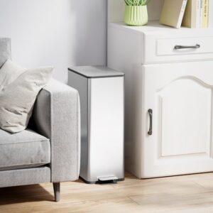 HOMCOM 20L Soft-Close Pedaalemmer - Prullenbak - Vuilnisbak - Zilver