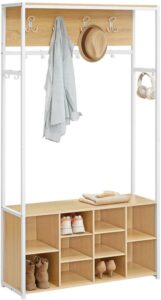 Kledingrek met schoenenplank en open vakken - Eikenwit - 32 x 100 x 180 cm - Industrieel
