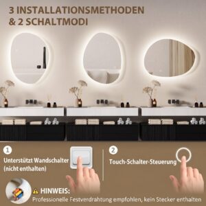 HOMCOM LED badspiegel 3 lichtkleuren 70 x 50 cm zilver
