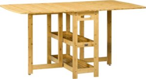 HOMCOM Uitschuifbare bamboe klaptafel met opbergplanken - Naturel