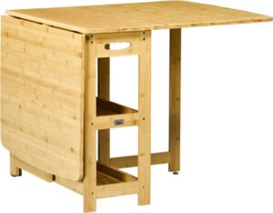 HOMCOM Uitschuifbare bamboe klaptafel met opbergplanken - Naturel
