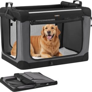 Feandrea opvouwbare hondenbench 36" voor grote honden, Oxford stof, zwart met mesh deurgrepen