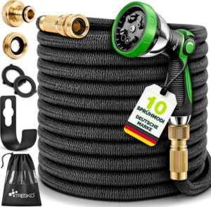 TRESKO® Premium Flexibele Tuinslang 15m met 7-standen Sproeikop en Messing Verbindingen