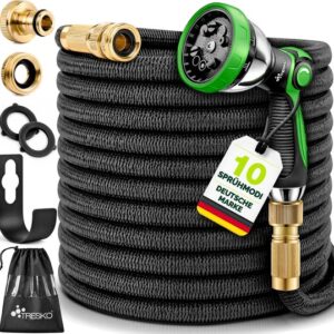TRESKO® Premium Flexibele Tuinslang 15m met 7-standen Sproeikop en Messing Verbindingen