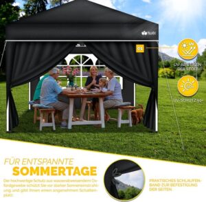 tillvex® 2x Zwarte Zijwand voor 3x3m & 3x6m Pavillon | Waterafstotend met Rits en Raampjes
