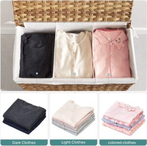 CALICOSY - Wasmand met 3 compartimenten op wielen, imitatie rotan