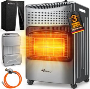 TRESKO 4200 Watt Gasverwarming met Gasdrukdrossel, Gasslang & Afdekhoes | Infrarood Gaskachel