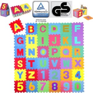 KIDUKU® 86-delige puzzelmat voor kinderen met cijfers en letters, 31,5 x 31,5 cm per stuk