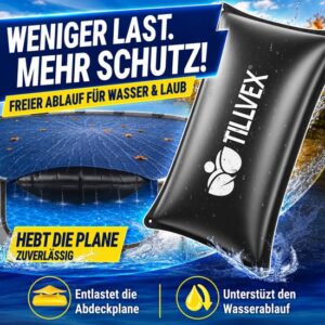 Tillvex® Winterzwembadkussen XXL 200x400 cm zwart met touw en reparatieset
