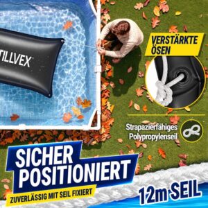 Tillvex® Winterzwembadkussen XXL 200x400 cm zwart met touw en reparatieset