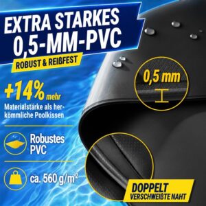 Tillvex® Winterzwembadkussen XXL 200x400 cm zwart met touw en reparatieset