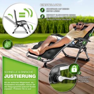 tillvex® Opvouwbare Ligstoel tot 200kg | Weerbestendig Zonnebed voor Tuin & Balkon