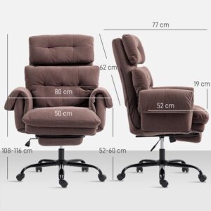 HOMCOM Bureaustoel Polyester 80L x 77B x 108-116H cm Koffiebruin
