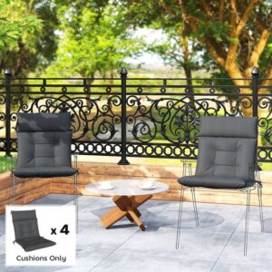 Outsunny Set van 4 Donkergrijze Zitkussens voor Tuinstoelen met Hoge Rug