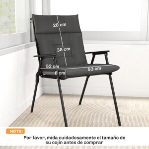Outsunny Set van 4 Donkergrijze Zitkussens voor Tuinstoelen met Hoge Rug