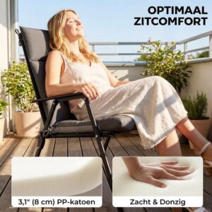 Outsunny Set van 4 Donkergrijze Zitkussens voor Tuinstoelen met Hoge Rug