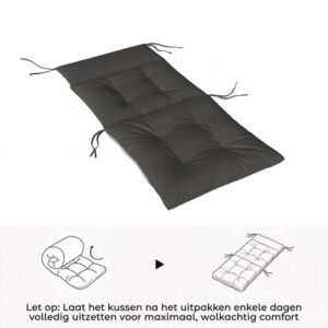 Outsunny Set van 4 Donkergrijze Zitkussens voor Tuinstoelen met Hoge Rug