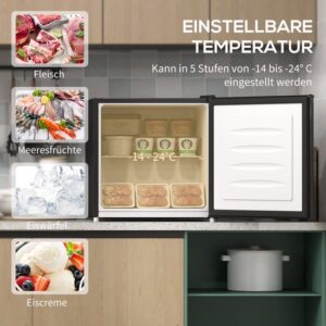 HOMCOM Vrieskist van Staal en Kunststof, 47L x 44,2B x 48,8H cm, Zwart