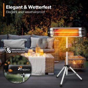 TRESKO Infrarood warmtestraler 2500 W met afstandsbediening, 3 warmtestanden, verstelbaar