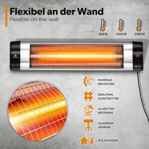 TRESKO Infrarood warmtestraler 2500 W met afstandsbediening, 3 warmtestanden, verstelbaar