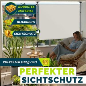 tillvex® Klemluifel, verticale zonwering, 100 x 310 cm, beige, met handslinger, zonder boren