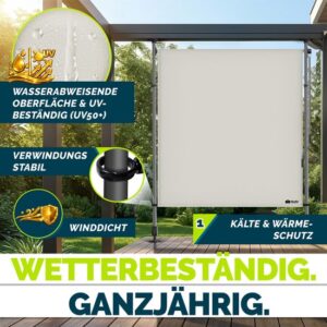 tillvex® Klemluifel, verticale zonwering, 100 x 310 cm, beige, met handslinger, zonder boren