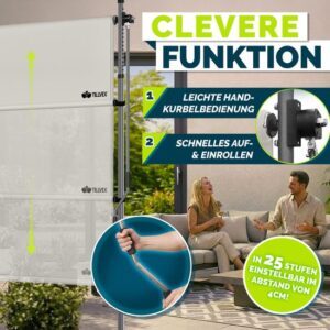 tillvex® Klemluifel, verticale zonwering, 100 x 310 cm, beige, met handslinger, zonder boren