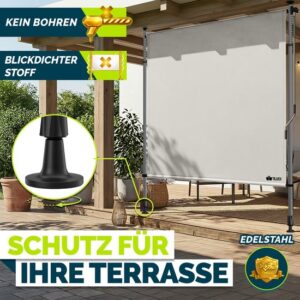 tillvex® Klemluifel, verticale zonwering, 100 x 310 cm, beige, met handslinger, zonder boren