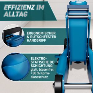 TRESKO Hydraulische krik 2,5 ton blauw met koffer, voor verlaagde auto's, 360° wielen