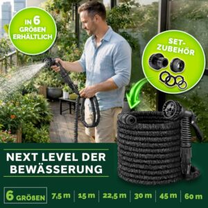 TRESKO® flexibele tuinslang 60m in zwart, verkrijgbaar in verschillende maten