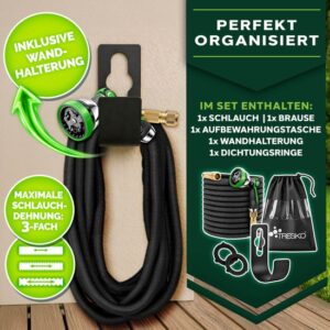 TRESKO® Premium Flexibele Tuinslang 15m met 7-standen Sproeikop en Messing Verbindingen