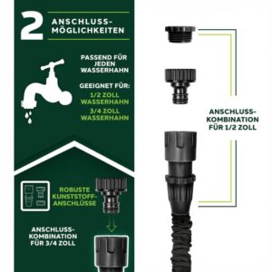 TRESKO® flexibele tuinslang 60m in zwart, verkrijgbaar in verschillende maten