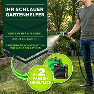 TRESKO® Premium Flexibele Tuinslang 15m met 7-standen Sproeikop en Messing Verbindingen
