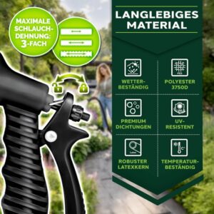 TRESKO® flexibele tuinslang 60m in zwart, verkrijgbaar in verschillende maten