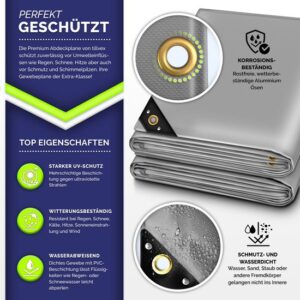 tillvex® Afdekzeil met ringen, 10 spanrubbers, 15 m touw, waterdicht en scheurvast, universeel inzet
