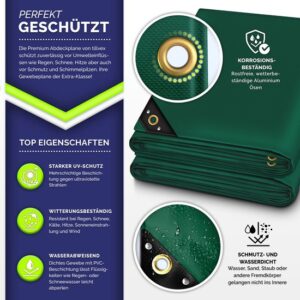 tillvex® Afdekzeil met ringen, 10 spanrubbers, 15 m touw, waterdicht en scheurvast, 650 g/m²