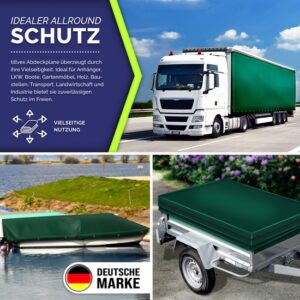 tillvex® Afdekzeil met ringen, 10 spanrubbers, 15 m touw, waterdicht en scheurvast, 650 g/m²